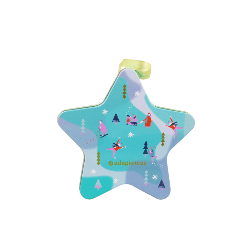 Star shaped Tin box with ribbon